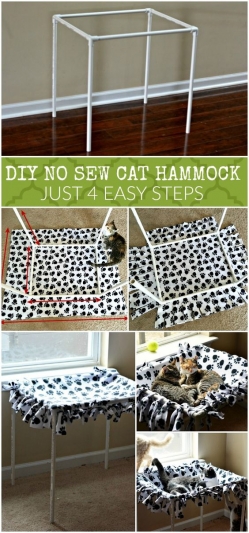 DIY No Sew Cat Hammock Tutorial in 4 Steps