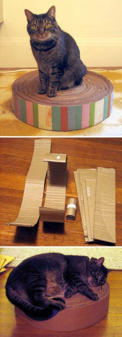 diy project: recycled cardboard kitty pad